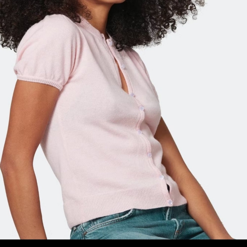 Billie The Label Paige Sweater XS Pink short sleeve Wool Cashmere blend - Picture 3 of 4